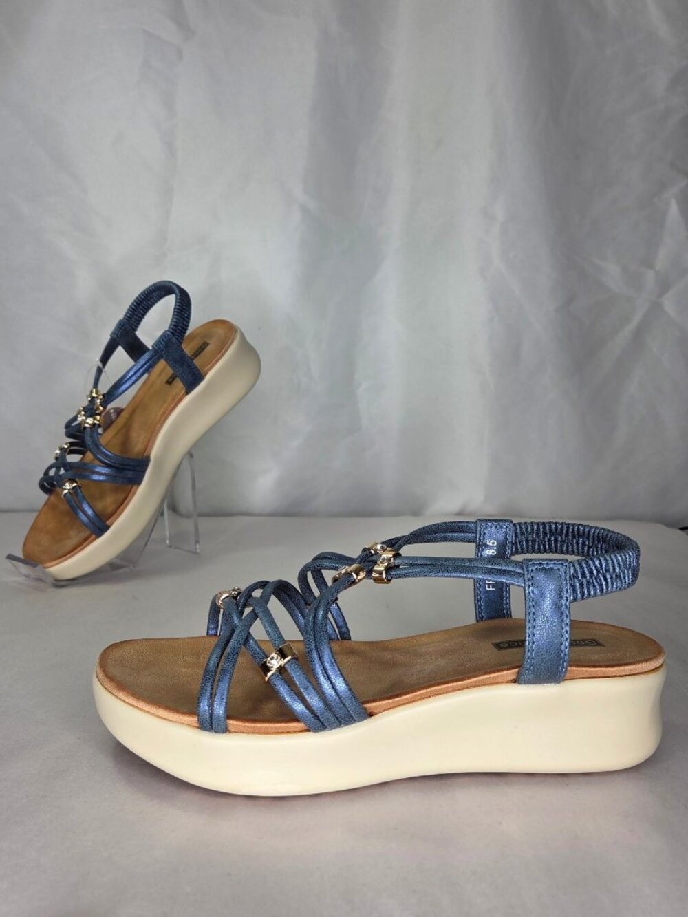 Gc Shoes Women's Fran Strappy Wedge Sandals - Navy, Size: 8.5